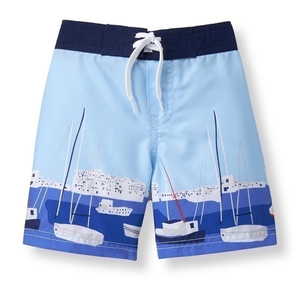 Janie And Jack Blue Sailboat Swim Trunks Shorts